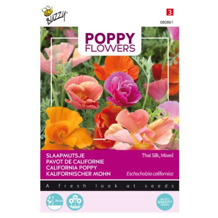Buzzy Poppy Flowers, Papaver Thai Silk