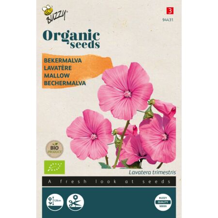 Buzzy Organic Lavatera, Bekermalva rose/rood (BIO)