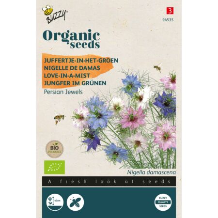 Buzzy Organic Nigella, Juffertje-in-het groen Persian Jewel (BIO)