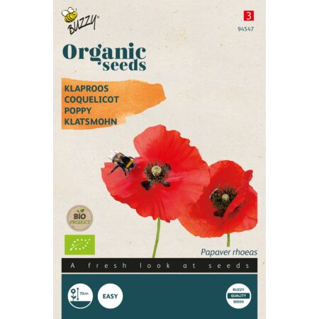 Buzzy Organic Papaver, Klaproos Rood (BIO)