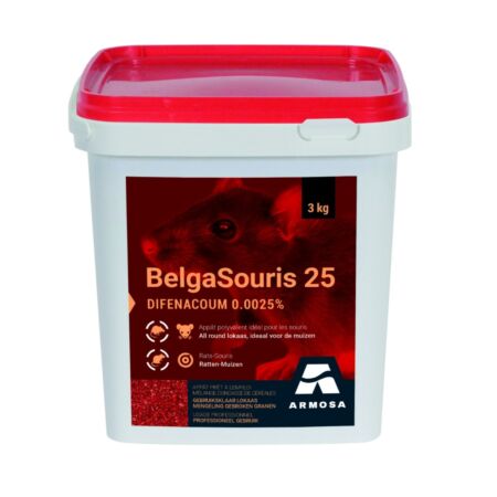 Belgasouris 25 (mélange de céréales) - 3 kg - Contrôle très puissant de la souris pour l'intérieur et l'extérieur